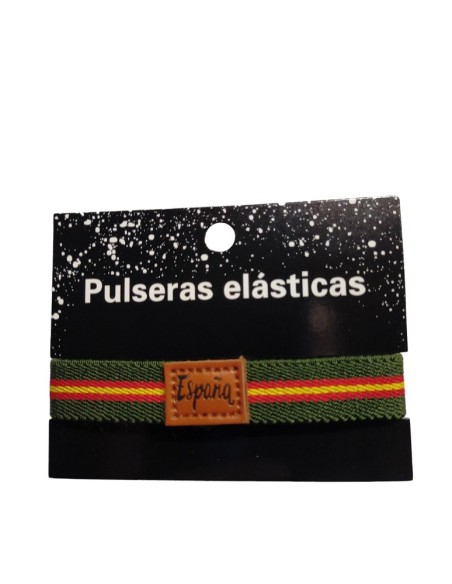 PULSERA ELASTICA C/CUERO ESPAÑA VERDE