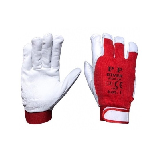 GUANTE FLOR VACUNO CON DORSO TRANSPIRABLE Y CIERRE AJUSTABLE T 9