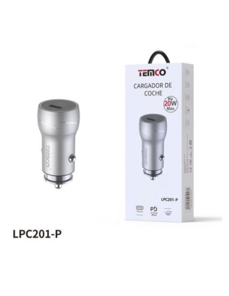 CARGADOR DE TELEFONO PD20W "CON CABLE" TIPO C A IPHONE LPC201 PLATA C/10