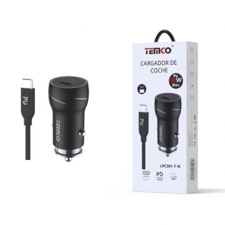 CARGADOR DE TELEFONO PD30W "CON CABLE" TIPO C A TIPO C NEGRO LPC301 C/10