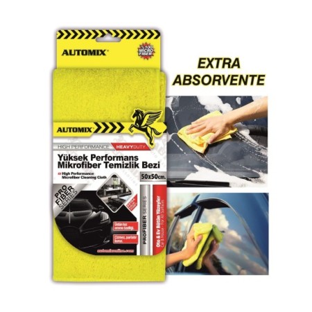 BAYETA MICROFIBRA EXTRA GRUESA SECADO ALTO RENDIMIENTO 50X50 AUTOMIX C/12