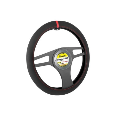 FUNDA DE VOLANTE COCHE AUTOMIX ALCANTARA BANDA ROJO 38/40CM AUTOMIX