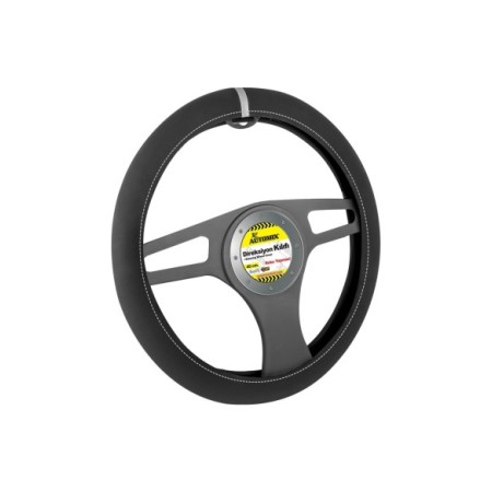 FUNDA DE VOLANTE COCHE AUTOMIX ALCANTARA BANDA GRIS 38/40CM AUTOMIX