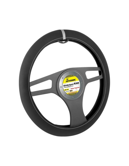 FUNDA DE VOLANTE COCHE AUTOMIX ALCANTARA BANDA GRIS 38/40CM AUTOMIX