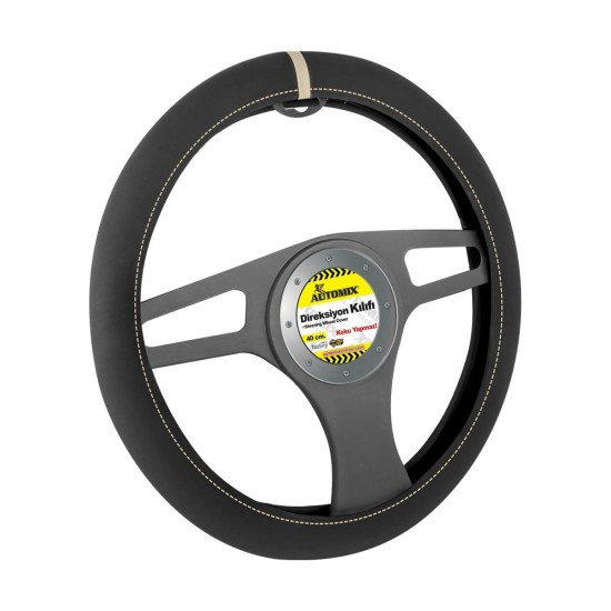 FUNDA DE VOLANTE COCHE AUTOMIX ALCANTARA BANDA BEIGE 38/40CM AUTOMIX