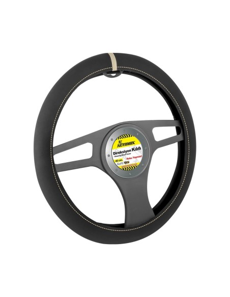 FUNDA DE VOLANTE COCHE AUTOMIX ALCANTARA BANDA BEIGE 38/40CM AUTOMIX