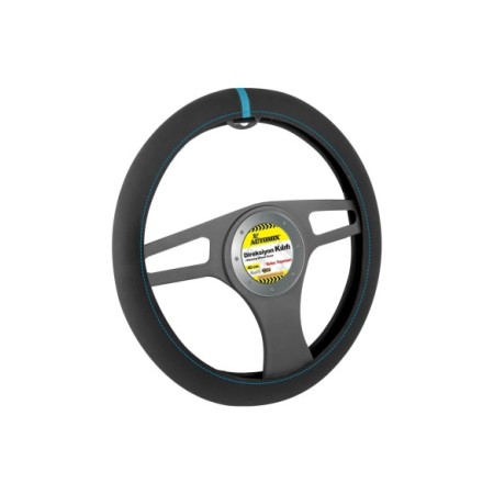 FUNDA DE VOLANTE COCHE AUTOMIX ALCANTARA BANDA AZUL 38/40CM AUTOMIX