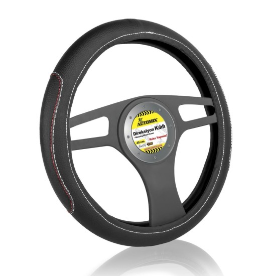 FUNDA DE VOLANTE COCHE AUTOMIX SPORT COSTURAS ROJ/BLANC 38/40CM AUTOMIX