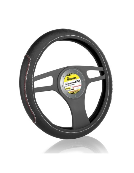 FUNDA DE VOLANTE COCHE AUTOMIX SPORT COSTURAS ROJ/BLANC 38/40CM AUTOMIX