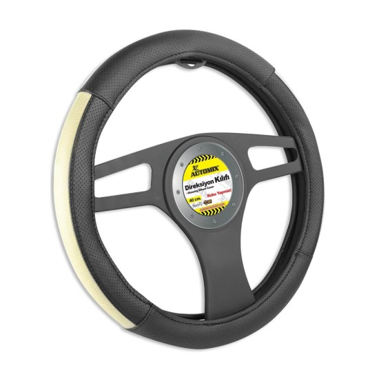 FUNDA DE VOLANTE COCHE AUTOMIX MICRO PERFORADA NEGRO/BEIGE 38/40CM AUTOMIX