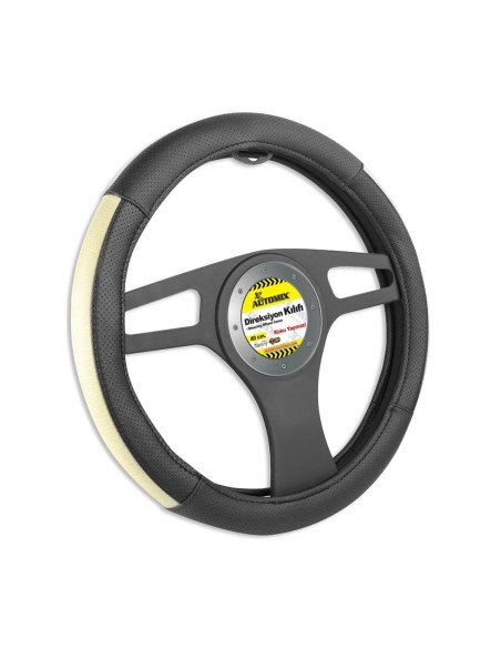 FUNDA DE VOLANTE COCHE AUTOMIX MICRO PERFORADA NEGRO/BEIGE 38/40CM AUTOMIX