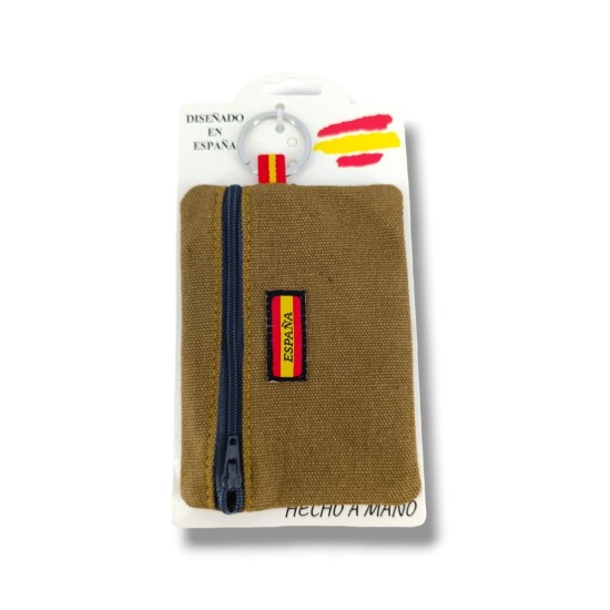 MONEDERO ESPAÑA CON CREMALLERA CAQUI 12.5X8CM
