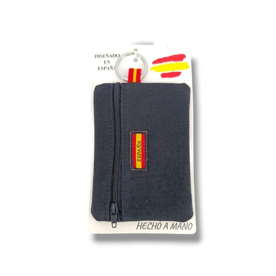 MONEDERO ESPAÑA CON CREMALLERA NEGRO 12.5X8CM