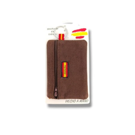 MONEDERO ESPAÑA CON CREMALLERA MARRON OSCURO 12.5X8CM