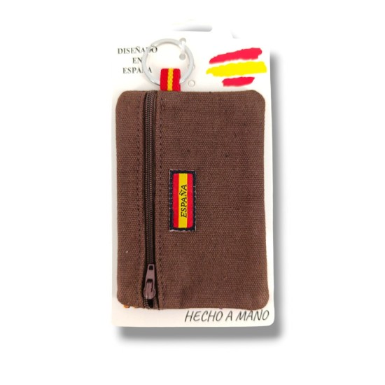MONEDERO ESPAÑA CON CREMALLERA MARRON OSCURO 12.5X8CM