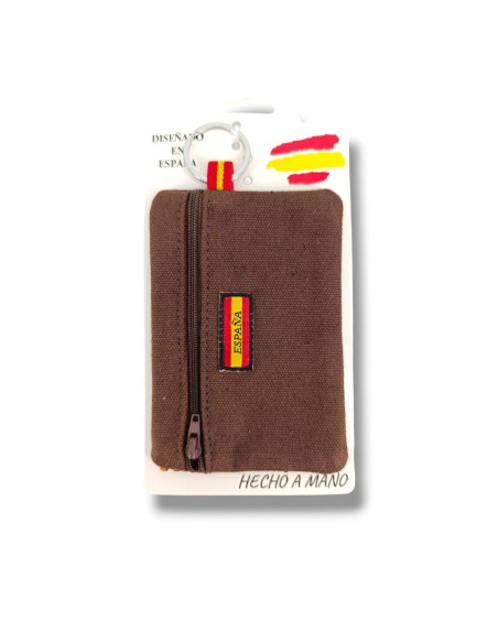 MONEDERO ESPAÑA CON CREMALLERA MARRON OSCURO 12.5X8CM
