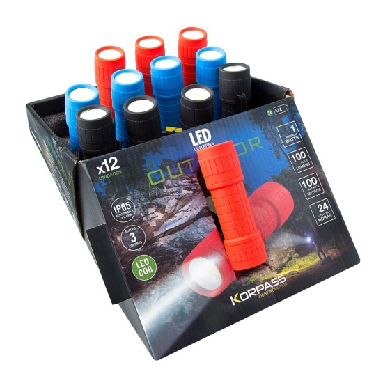 LINTERNA LED 100 LUMENS RESISTENTE AGUA EXP.12UDS (CON PILAS)