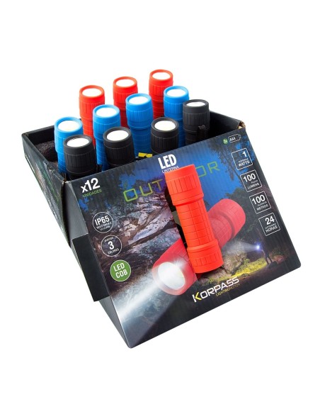 LINTERNA LED 100 LUMENS RESISTENTE AGUA EXP.12UDS (CON PILAS)