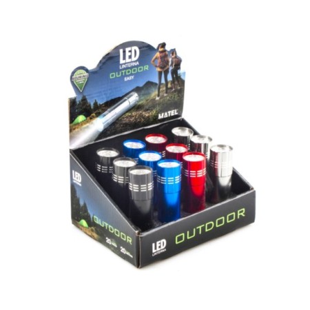 LINTERNA 9LED 50LUM ALUMINIO/RESISTENTE AGUA EXP.12UDS (CON PILAS)