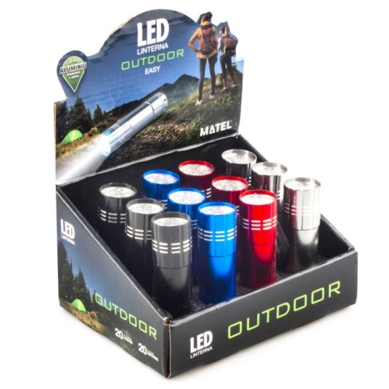 LINTERNA 9LED 50LUM ALUMINIO/RESISTENTE AGUA EXP.12UDS (CON PILAS)