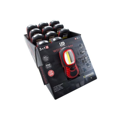 LINTERNA LED 2 POSIC. 200LUM IMANTADA/GANCHO EXP.12UDS (CON PILAS)