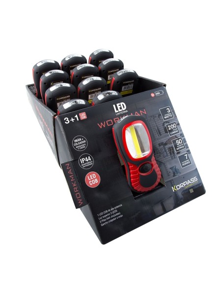 LINTERNA LED 2 POSIC. 200LUM IMANTADA/GANCHO EXP.12UDS (CON PILAS)