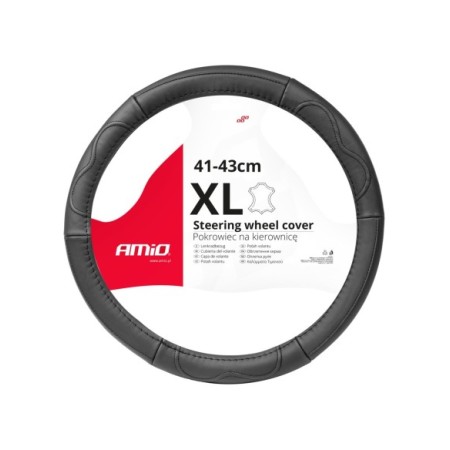 FUNDA DE VOLANTE CAMION 100% PIEL COSTURAS NEGRAS 41-43 (EQ 42-44)