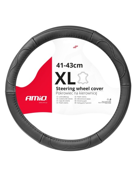 FUNDA DE VOLANTE CAMION 100% PIEL COSTURAS NEGRAS 41-43 (EQ 42-44)