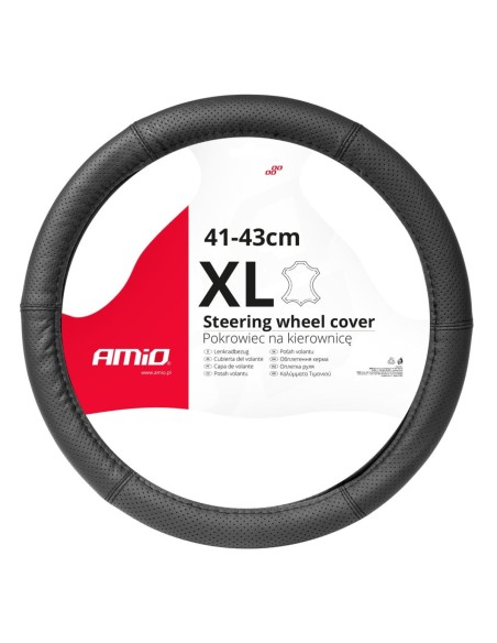 FUNDA DE VOLANTE CAMION 100% PIEL MICROPERFORADA NEGRA 41-43 (EQ 42-44)