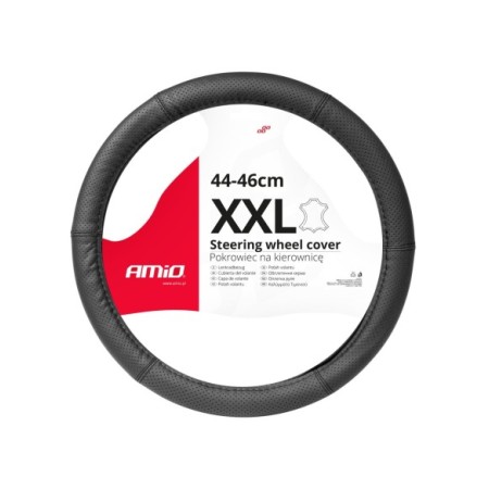 FUNDA DE VOLANTE CAMION 100% PIEL MICROPERFORADA NEGRA 44-46