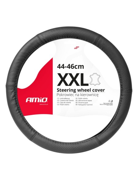 FUNDA DE VOLANTE CAMION 100% PIEL MICROPERFORADA NEGRA 44-46