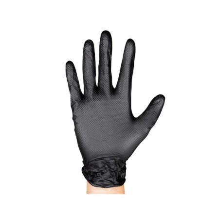 GUANTE DE NITRILO DIAMANTADO NEGRO T/M (8) CAJA/100UDS