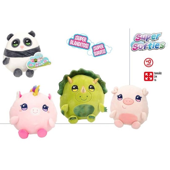 PELUCHE ANIMAL SUPER SOFTIES 4/S 16 CM