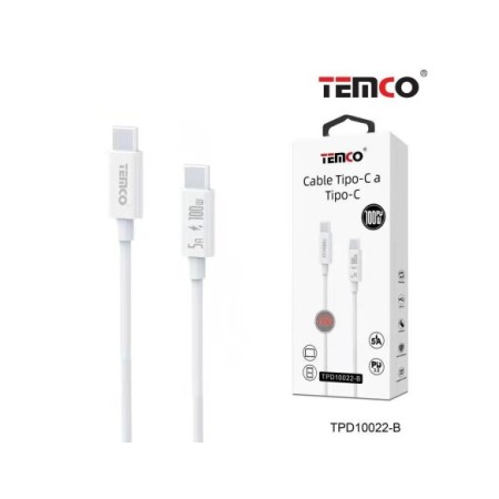 CABLE DE TELEFONO 1.8M TIPO C A TIPO C 100W 5A TPD10022B C/10