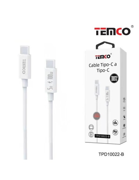 CABLE DE TELEFONO 1.8M TIPO C A TIPO C 100W 5A TPD10022B C/10