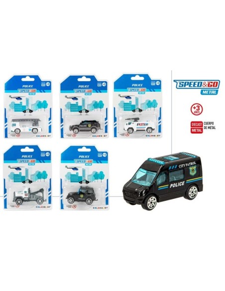 VEHICULOS DE POLICIA METALICOS 6 MODELOS 1UD