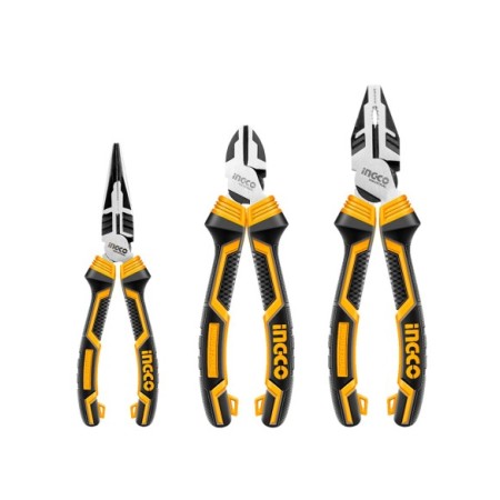 JUEGO 3 ALICATES -  UNIVERSAL/LATERAL/PUNTA PLANA