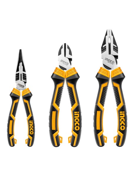 JUEGO 3 ALICATES -  UNIVERSAL/LATERAL/PUNTA PLANA