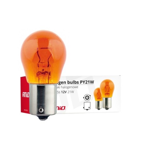 LAMPARA 12V 1 POLO AMBAR 21W PY21W FORMATO CAJA 10UDS