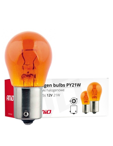 LAMPARA 12V 1 POLO AMBAR 21W PY21W FORMATO CAJA 10UDS