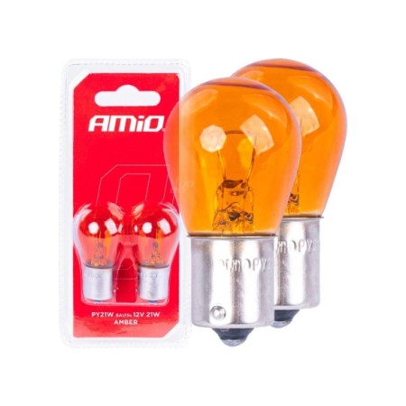 LAMPARA 12V 1 POLO AMBAR 21W PY21W BLISTER 2UDS