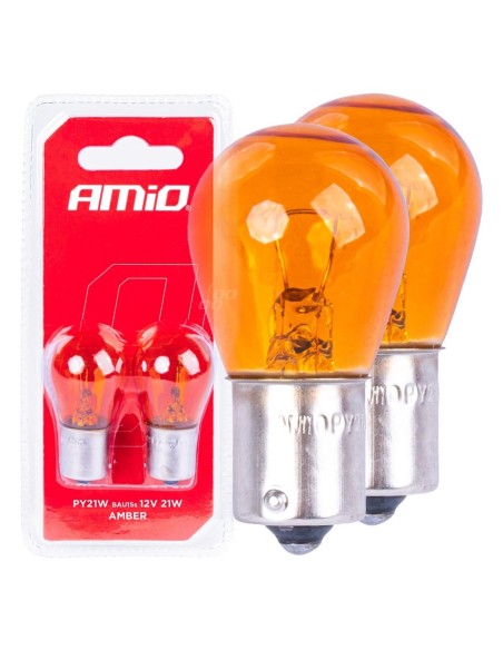LAMPARA 12V 1 POLO AMBAR 21W PY21W BLISTER 2UDS