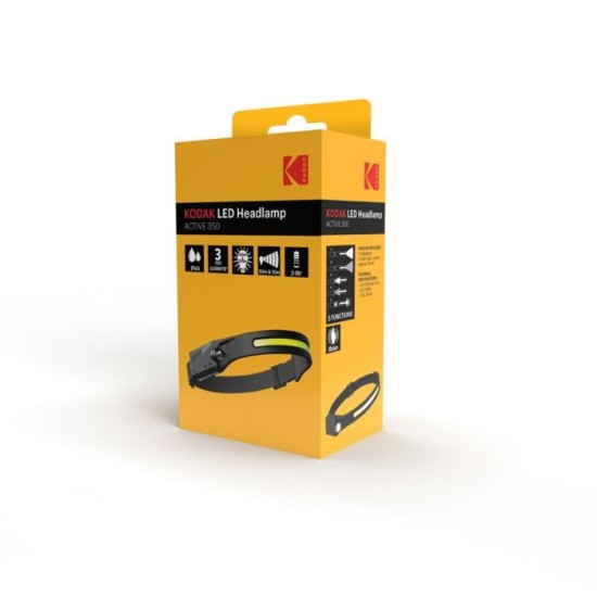 LINTERNA LED FRONTAL "KODAK" 4 MODOS 350LM SENSOR ACTIVACION Y RECARGABLE