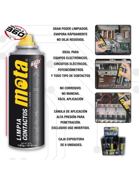 LIMPIADOR DE CONTACTO Y ELEMENTOS ELECTRICOS 216ML C/6UDS