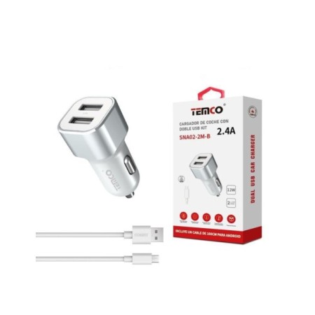 CARGADOR DE TELEFONO 2.4A "CON CABLE" 2USB 12W MICRO USB SNA02-2M C/10