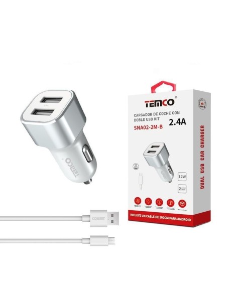 CARGADOR DE TELEFONO 2.4A "CON CABLE" 2USB 12W MICRO USB SNA02-2M C/10