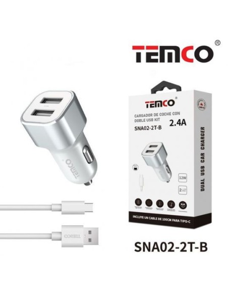 CARGADOR DE TELEFONO 2.4A "CON CABLE" 2USB 12W TIPO C SNA02-2T C/10