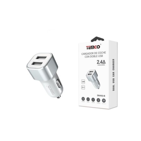 CARGADOR DE TELEFONO PARA MECHERO "SIN CABLE" 2.4A BLANCO  2USB 12W SNA02 C/10