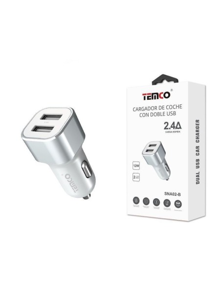 CARGADOR DE TELEFONO PARA MECHERO "SIN CABLE" 2.4A BLANCO  2USB 12W SNA02 C/10