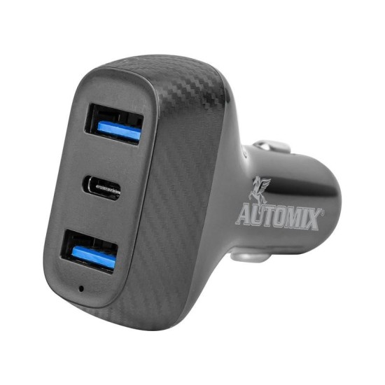 CARGADOR DE TELEFONO PARA MECHERO "SIN CABLE" TIPO C 18W 3.4A X 2USB AUTOMIX C/6